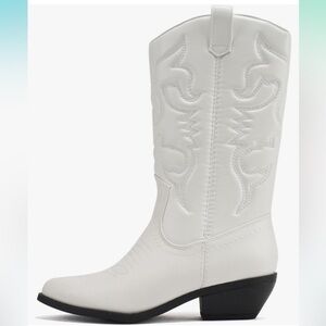 Soda White Heeled Boots with Western Flair